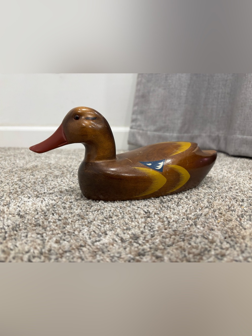 Vintage Hand Painted Carved Wood Duck Decoy Figurine Cabin Core Hunting Decor